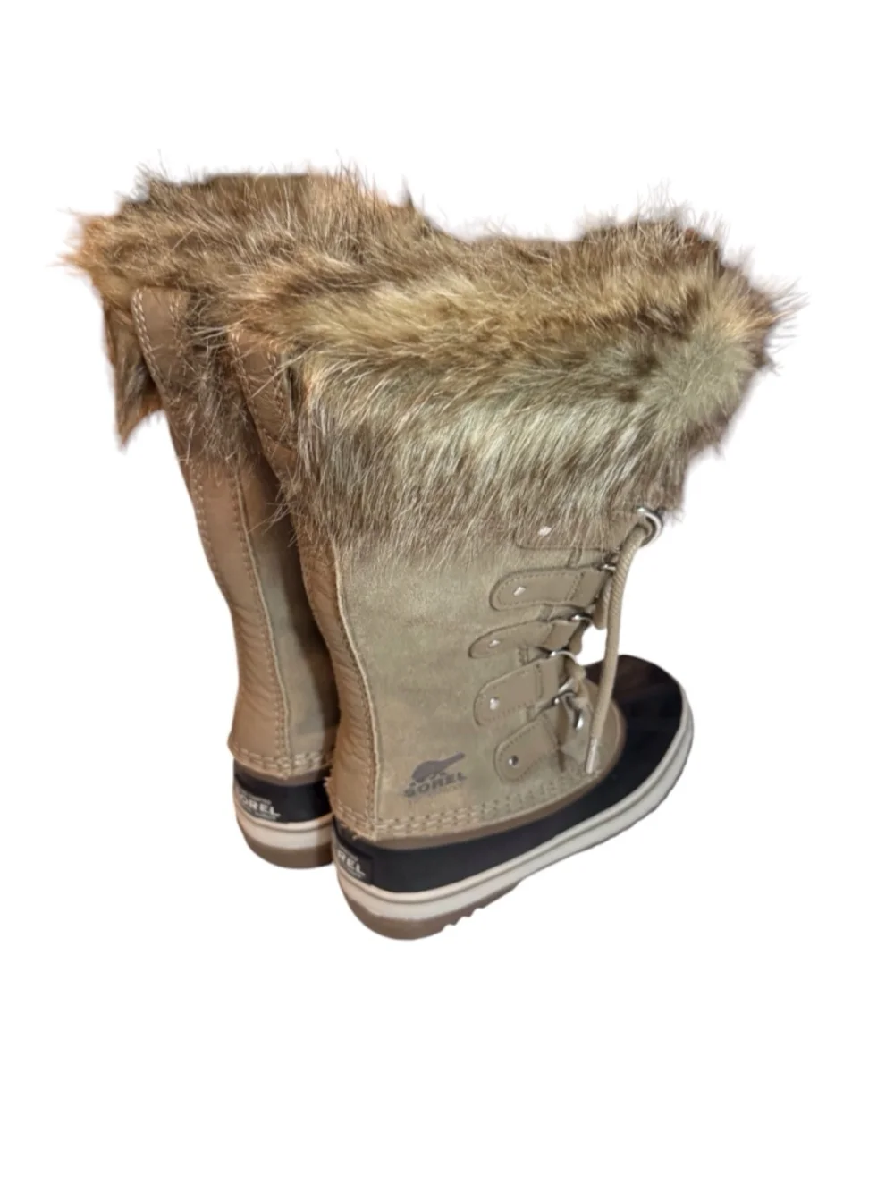 Womens Sorel Joan of arctic taupe fur lined size 5
